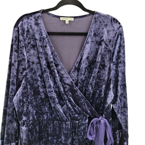 Spense Dress Velour Wrap Bell Ruffle Holiday Renaissance Gothic Royal Purple 16W - Picture 6 of 14